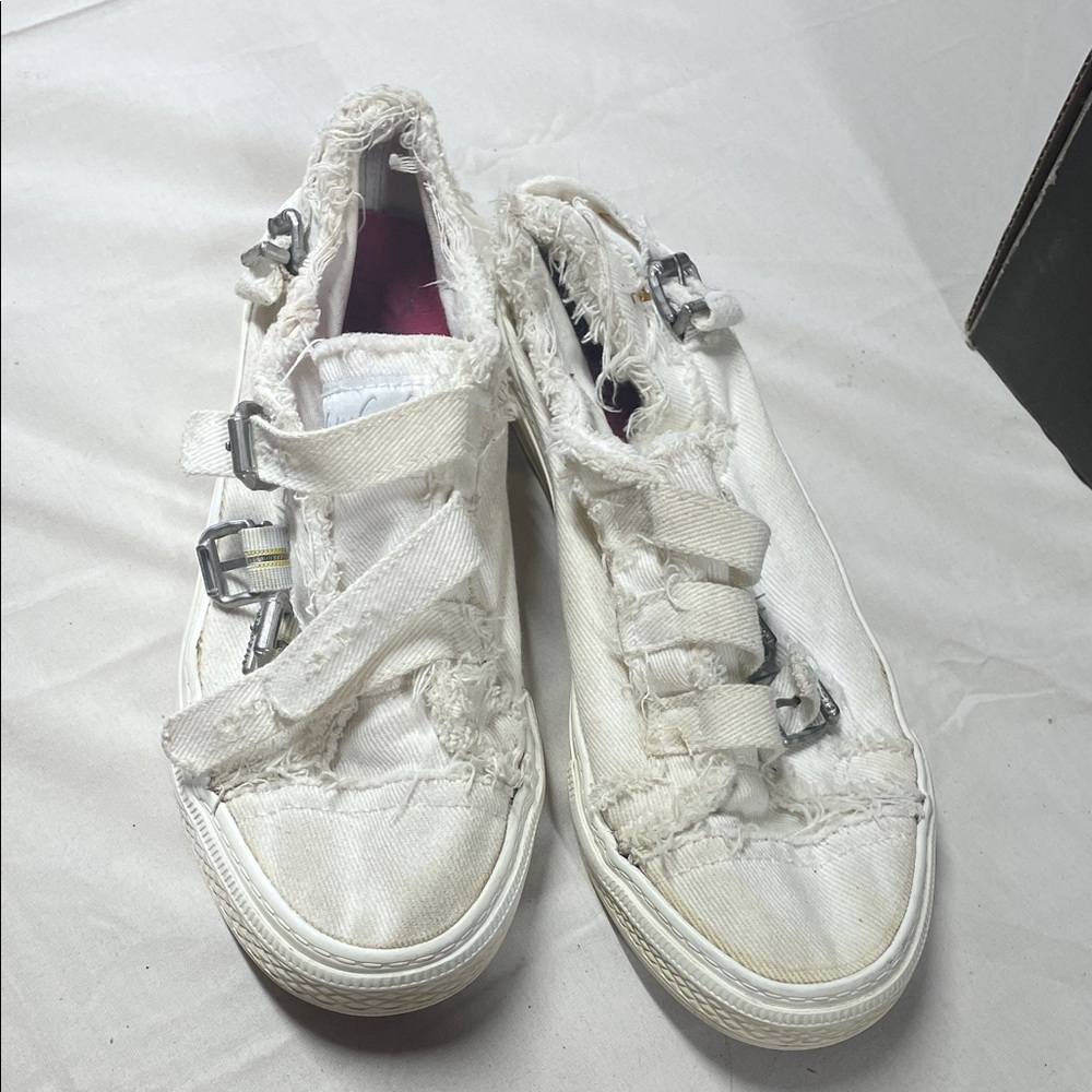 Blowfish White Frayed Sneakers
